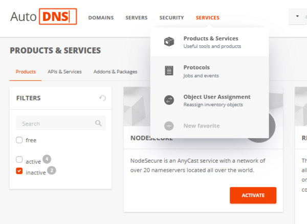 Booking in the Products & Services section