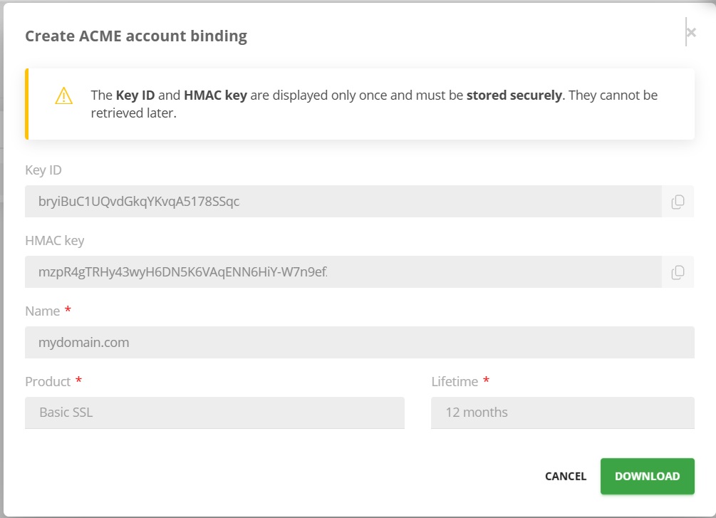 Creating an ACME account binding (2)
