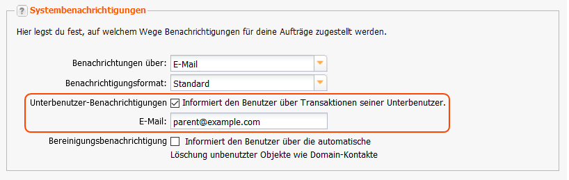 Konfiguration für E-Mail