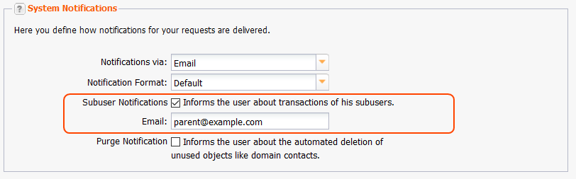 Configuration for parent notify