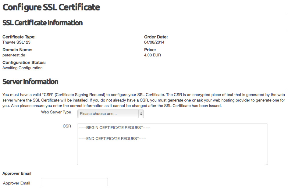 Configuration of TLS/SSL certificates