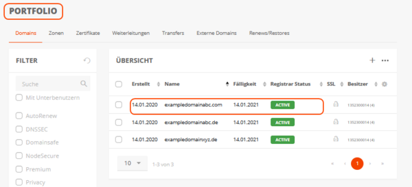 Über das PORTFOLIO buchen