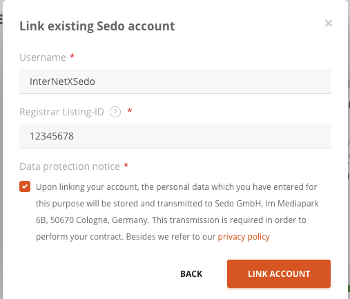 Sedo domain trade via AutoDNS platform: Activating the Sedo functions in the AutoDNS platform