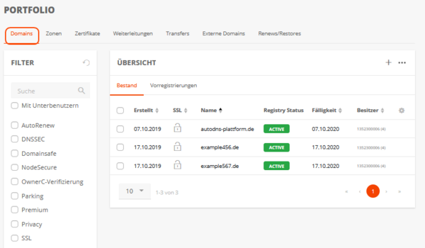 AutoDNS Domain-Plattform