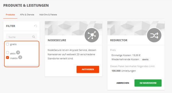 Im Bereich "Produkte & Leistungen" buchen (2)