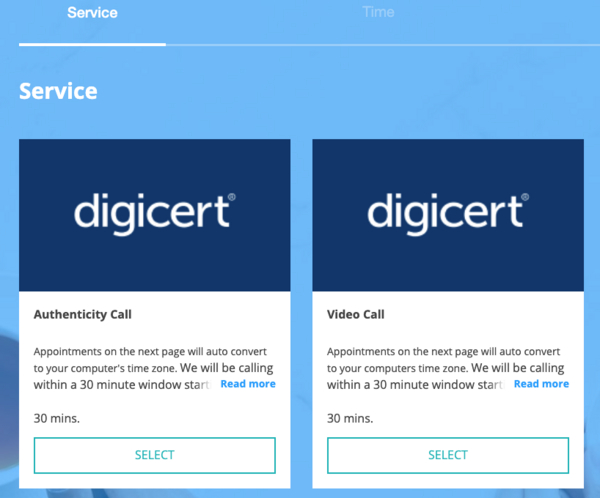 Booking tool: Make an appointment for verification by telephone