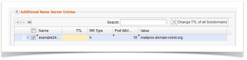 MailProxy: Enter MailProxy server into the zone file