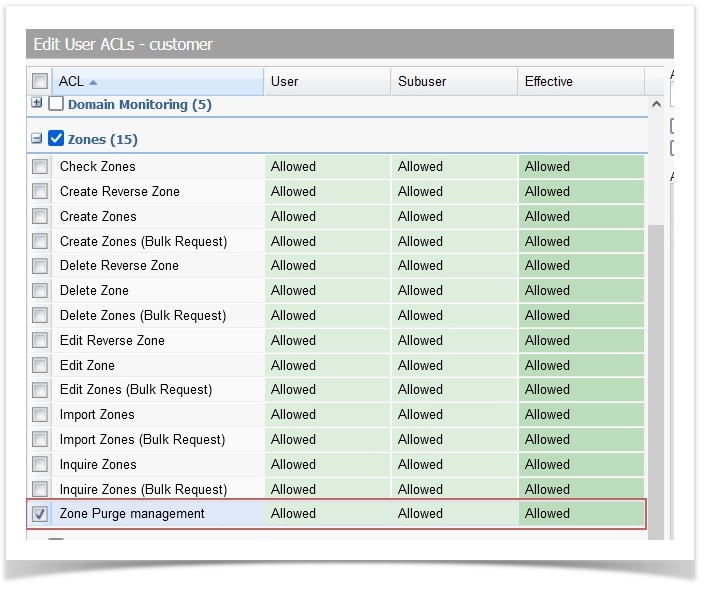 Automatic zone purge: Assigning ACLs in AutoDNS X3