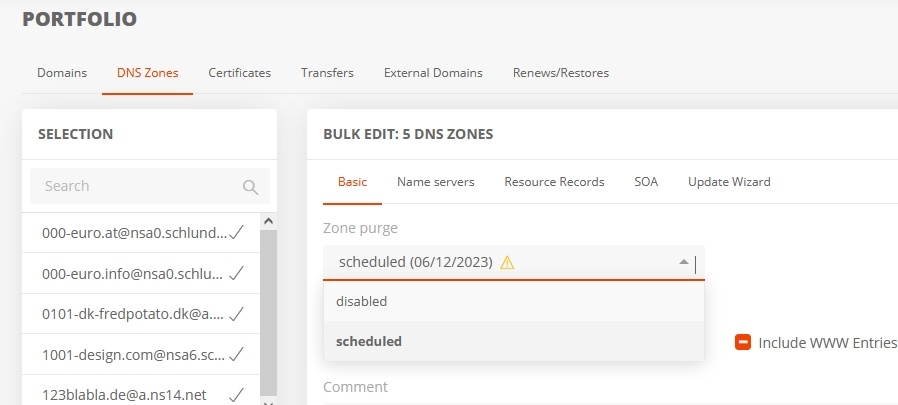 Automatic zone purge: Zone purge bulk order