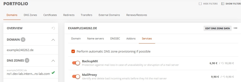 BackupMX: Activate BackupMX retrospectively for a domain
