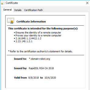 Appearance of DV certificates in the web browser (2)