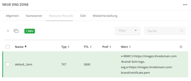 Schritt 2 - Einen BIMI TXT-Eintrag zur Domain hinzufügen (2)