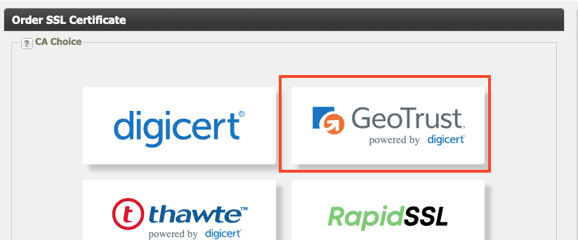 Step 2: Ordering in the SSL Manager