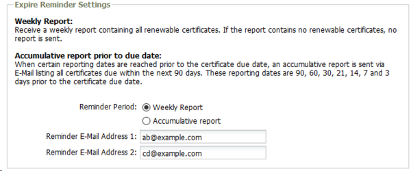 Expire Reminder Settings