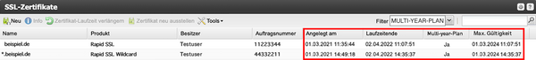 Multi-year-Plan-Zertifikate: Die Verwaltung im SSL Manager (2)