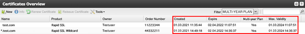 Managing multi-year plan certificates in SSL Manager (2)