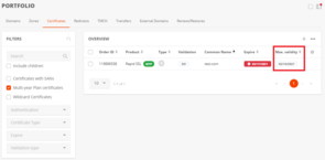 Managing Multi-year Plan certificates in AutoDNS (2)