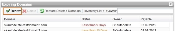 QuickGuide AutoDelete: Renewing domains in the AutoDNS user interface