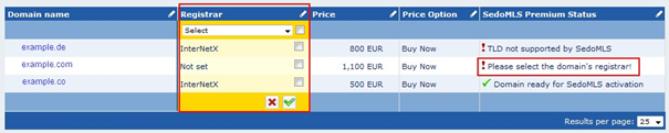 Activate domains manually for SedoMLS Premium
