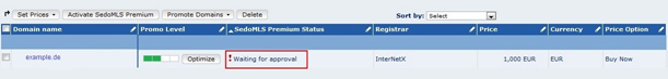 Activate domains manually for SedoMLS Premium