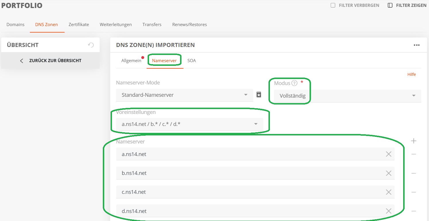 Schritt 2: Import der Zonen auf die neue Infrastruktur (3)