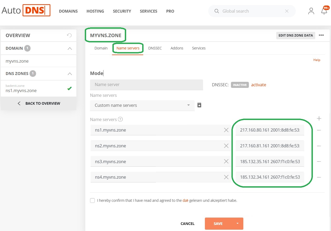 Step 3: Updating glue records (domain update)