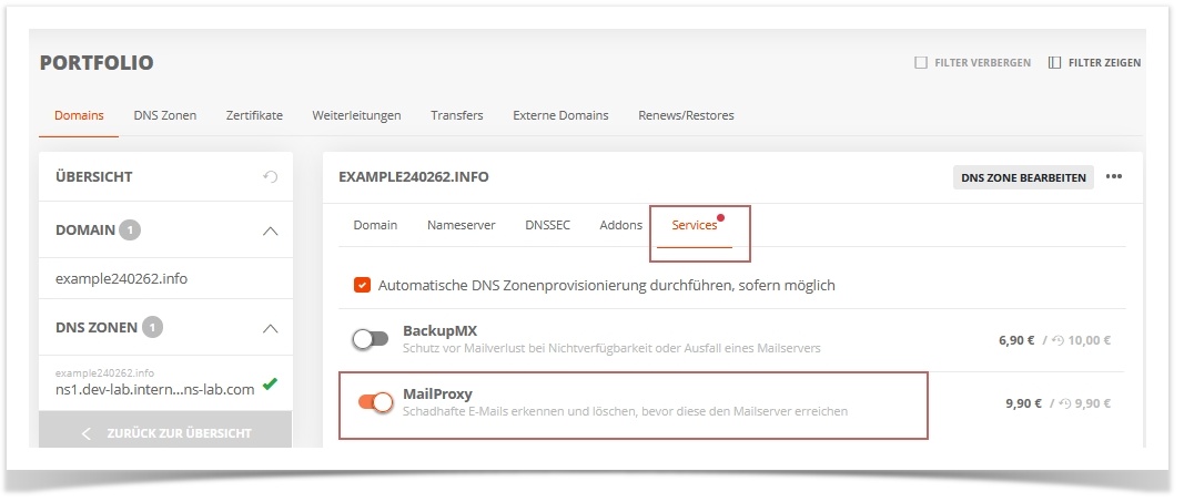 MailProxy: Activate MailProxy retrospectively for a domain