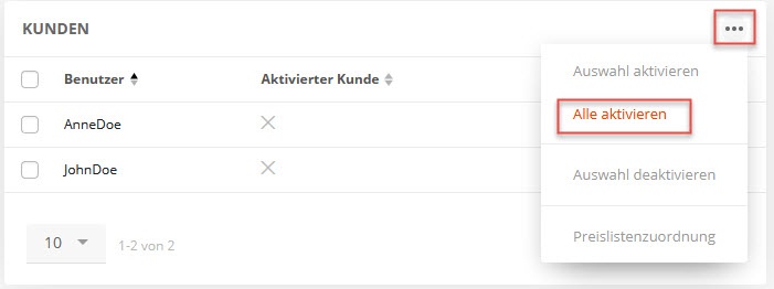 Kunden für die Preisverwaltung aktivieren (2)