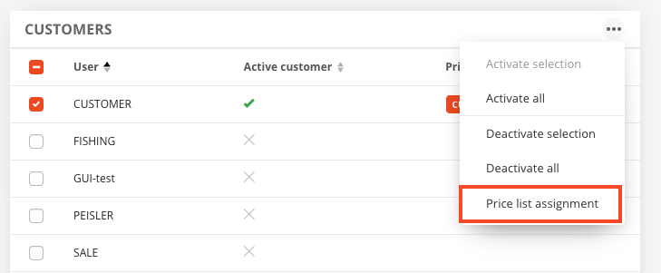 Remove the assignment in the Customers tab