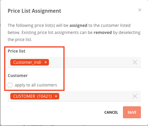 Remove the assignment in the Customers tab (2)