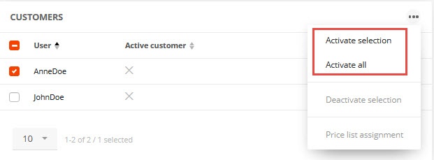 Activating customers for price management