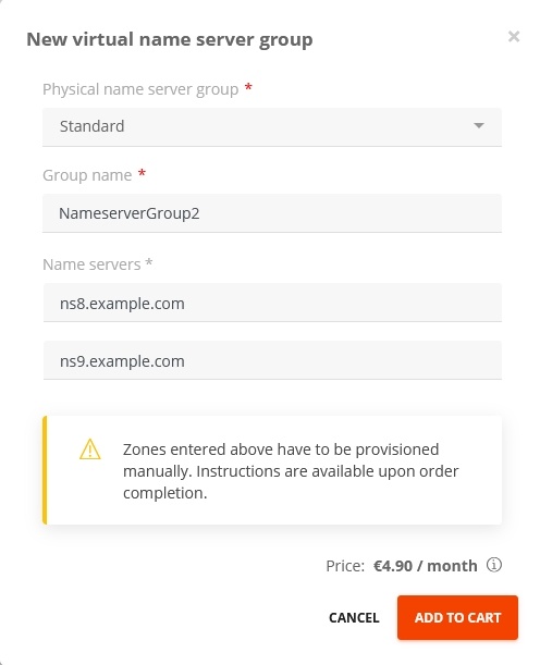 Order a virtual name server (VNS) (4)