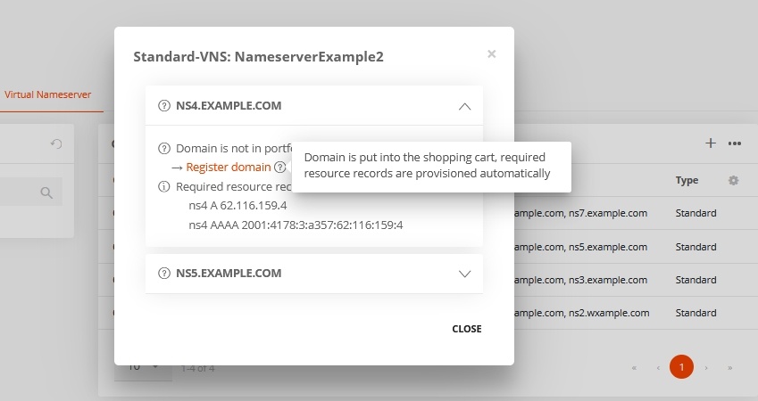 Display virtual name servers (2)
