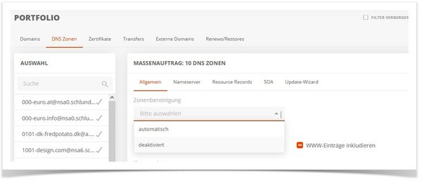 Zonenbereinigung als Bulk-Auftrag