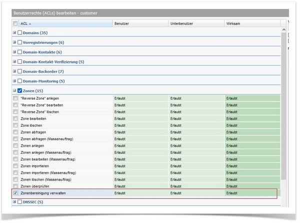 ACLs in AutoDNS X3 vergeben