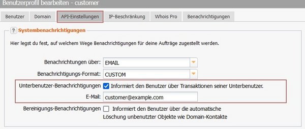 Benachrichtigung des Hauptbenutzers bei Löschung der Zonen von Unterbenutzern: