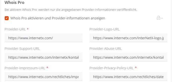 Einstellungen für Provider-Informationen (3)