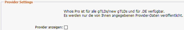 Provider-Daten auf der Whois Pro Seite ausblenden