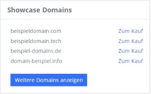 Einstellungen für den Bereich "Showcase Domains" (4)
