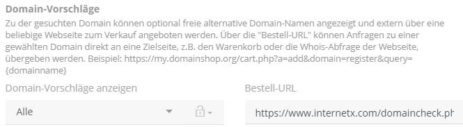 Einstellungen für den Bereich "Weitere Domains" (4)