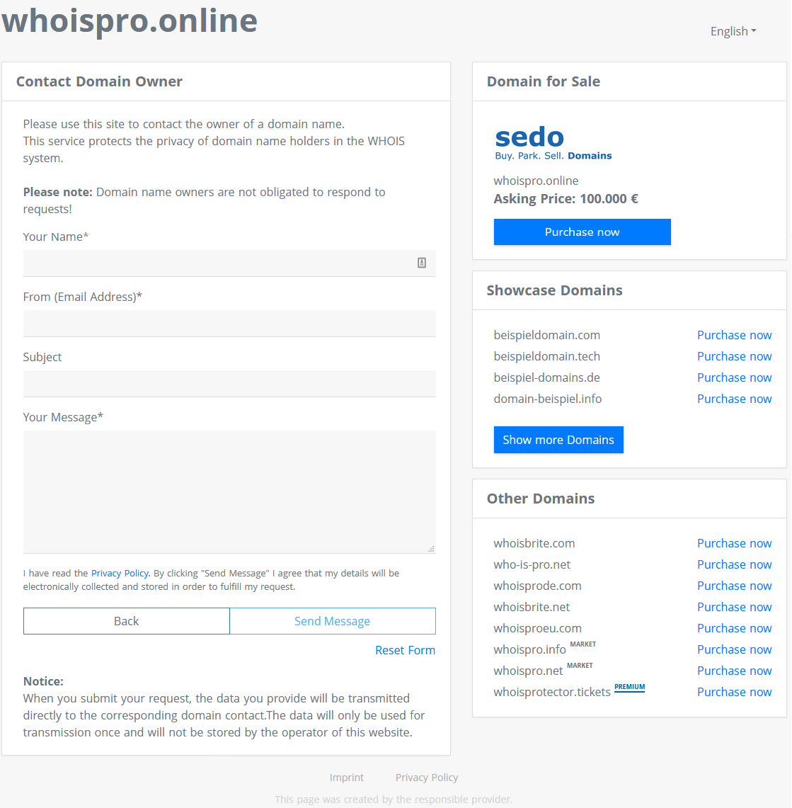 Whois Pro sample page for gTLDs (2)