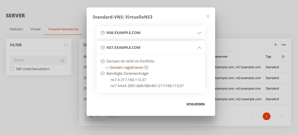 Virtuelle Nameserver anzeigen (2)
