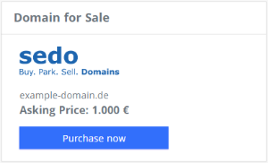 Settings for the "This domain is for sale area"