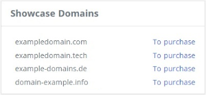 Settings for the "Showcase Domains" area