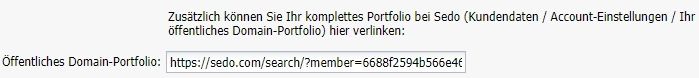 Einstellungen für den Bereich "Showcase Domains" (6)
