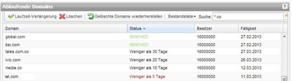 Ablaufende Domains in der AutoDNS Oberfläche anzeigen lassen