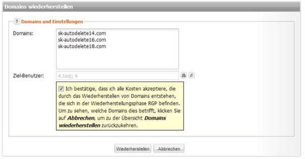 Gelöschte Domains in der AutoDNS Oberfläche wiederherstellen