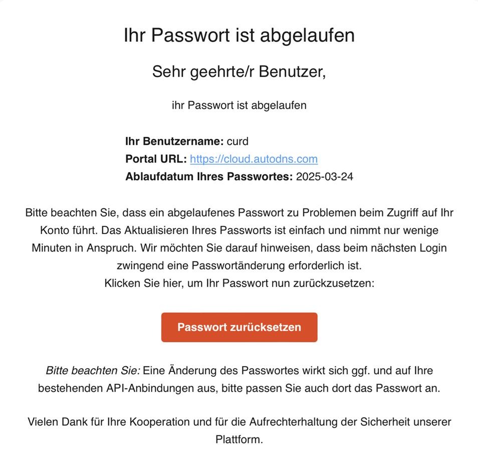 Automatisches Ablaufen des Passwortes