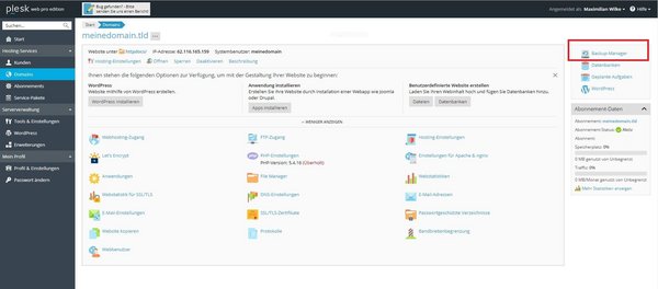 Backup-Manager starten