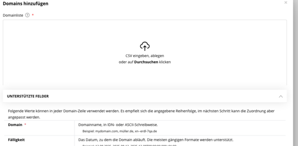 Domains hinzufügen